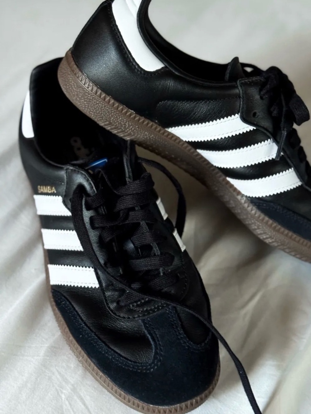 adidas Samba Sneakers in Black and White with Gum Sole